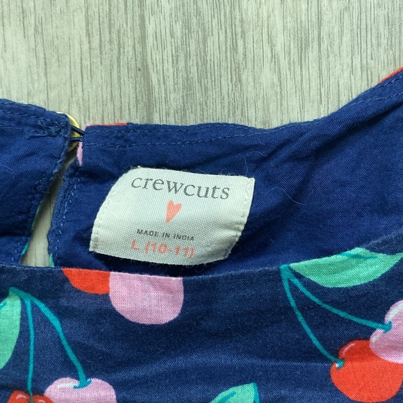Girls J.Crew Crewcuts Cherry Navy cotton blouse size L 10/11 - Picture 2 of 7